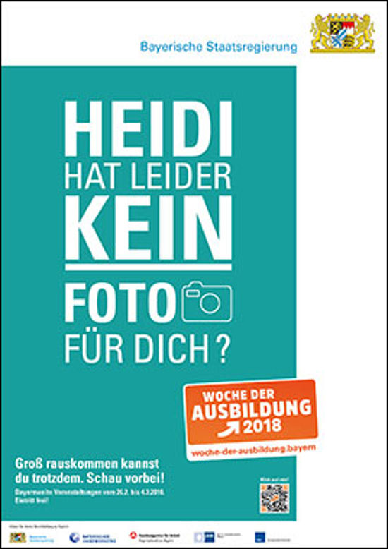 Große Zeile: „Heidi hat leider kein Foto für dich?“ Kleines Icon daneben: Kamera