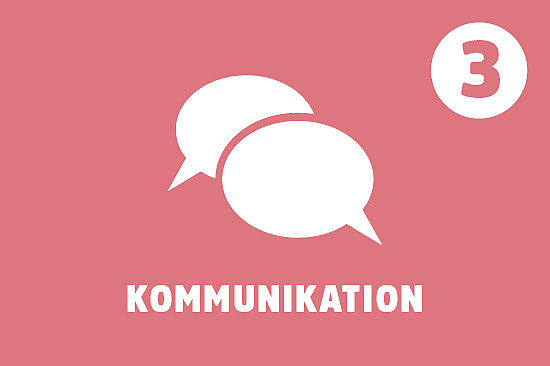 Symbol: Sprechblase; Text: Kommunikation; Wichtigkeit: 3