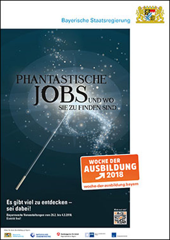 Motiv: Sternenhimmel mit Galaxien. Zeile: "Phantastische Jobs und wo sie zu finden sind
