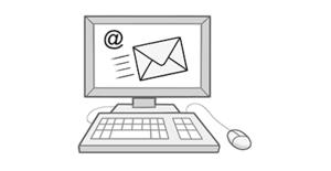 Ein Computerbildschirm. Darauf eine neue E-Mail.