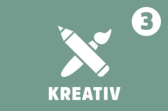 Symbol: Stift und Pinsel; Text: Kreativ; Wichtigkeit: 3