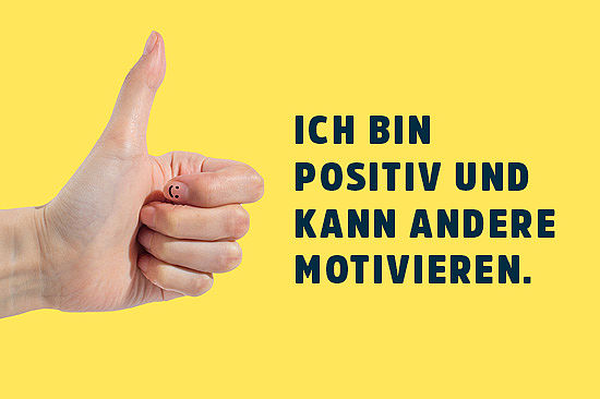 Hand in "Daumen hoch"-Haltung. Zeile: Verantwortung? Gerne!  