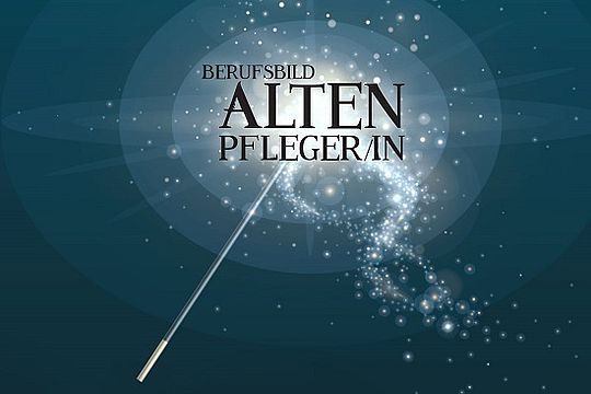 Grafik mit Schriftzug „Berufsbild Altenpfleger/in“.