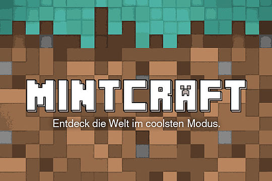Hintergrund im Stil von Online-Spielen. Text: „MINT-Craft: Entdeck die Welt im coolsten Modus.“