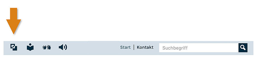 Der Pfeil zeigt auf ein halbgefülltes Viereck im Navigationsmenü.