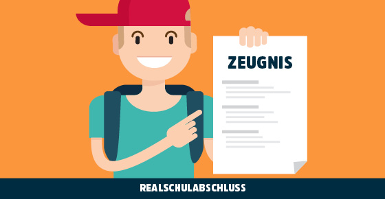 Illustration eines Jungen mit Baseball Kappe seitlich aufgesetzt, der ein Blatt hoch hält auf dem das Wort Zeugnis steht. 