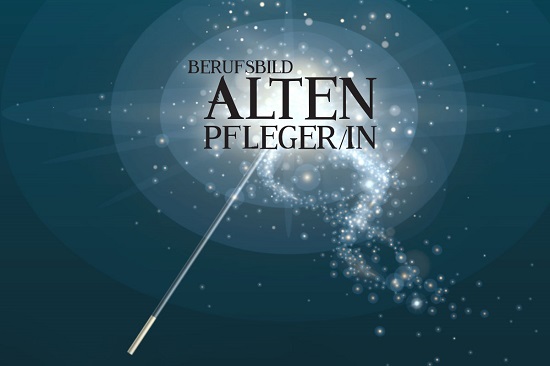 Grafik mit Schriftzug „Berufsbild Altenpfleger/in“.