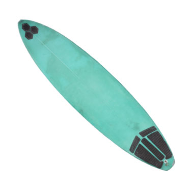 Surfbrett in der Farbkombination Mintgrün und Schwarz